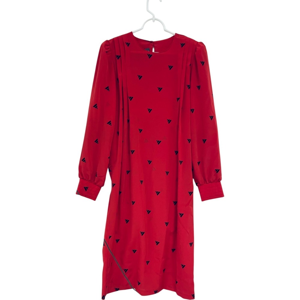 Secrets Petites by Secrets Sheath Dress Vintage Size Medium Red Long Sleeve